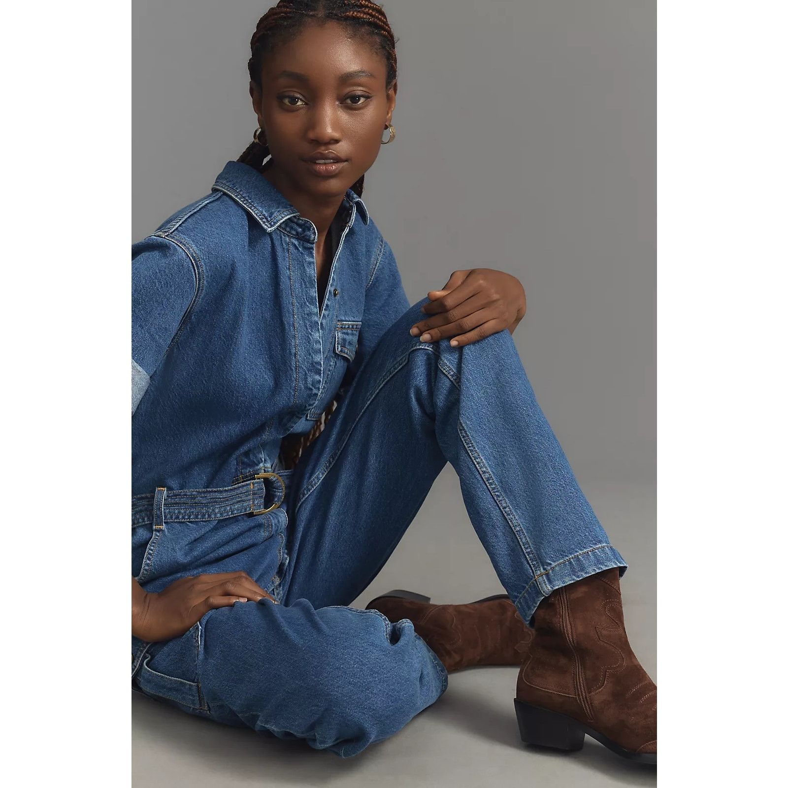 NWT KIVARI Natalie Short-Sleeve Denim Jumpsuit $300 XXS Sz 0