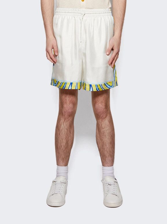 Casablanca o1mle0326 Drawstring Silk Shorts Aquatique Whitge in White Size US 32 / EU 48 - 3 Thumbnail