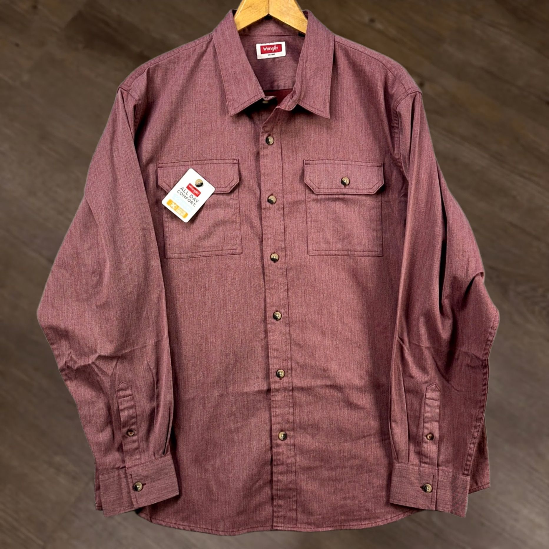 Wrangler Wrangler Shirt Button Up Mens XL Red Flap Pocket Stretch Long Sleeve Casual NEW Size US XL / EU 56 / 4 - 1 Thumbnail