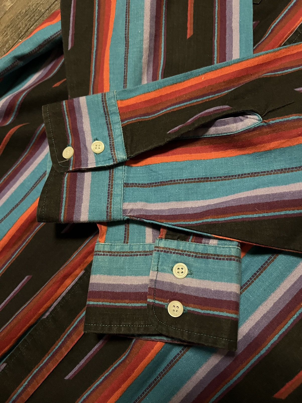 Vintage × Wrangler Vintage Wrangler Brushpopper Western Red Teal Black Shirt Size US L / EU 52-54 / 3 - 3 Thumbnail