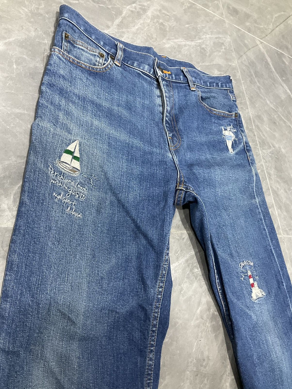 If Six Was Nine × Japanese Brand × Vintage Sina Cova Lupi Di Mare Denim Pants SC Size US 33 - 7 Thumbnail
