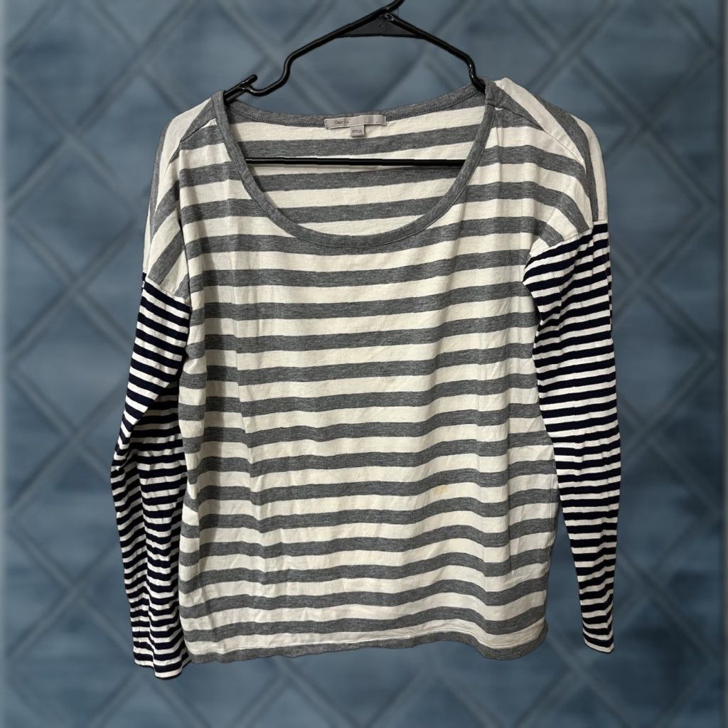 Gap GAP Women's Pullover Long Sleeve Striped T-Shirt Size M Gray Casual Size M / US 6-8 / IT 42-44 - 1 Thumbnail