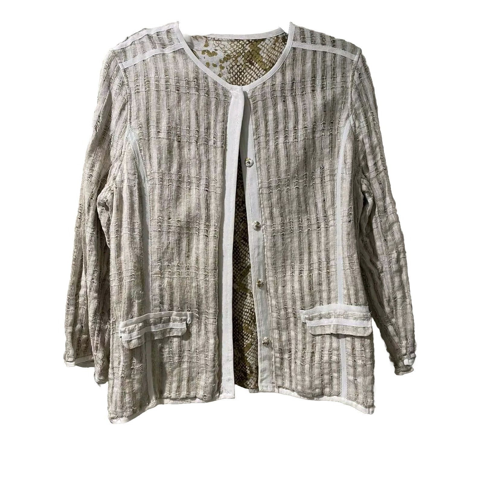 & Other Stories Chico's 100% Linen Snap Lightweight Jacket Sz L A001841 Size L / US 10 / IT 46 - 1 Thumbnail