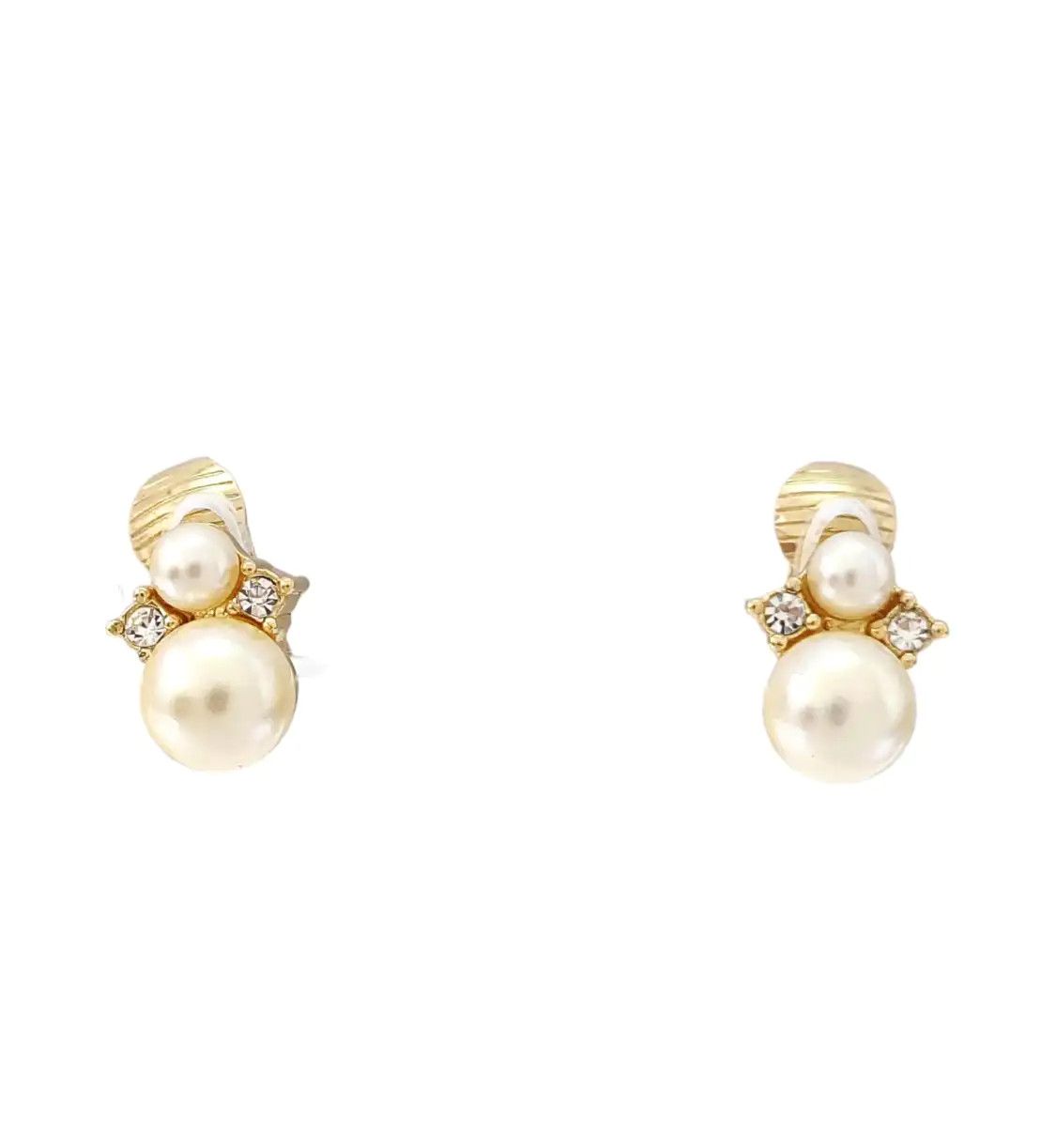 Dior Ivoryalloy Synthetic Crystal Synthetic Pearl Clip-On Earring in White, Women's