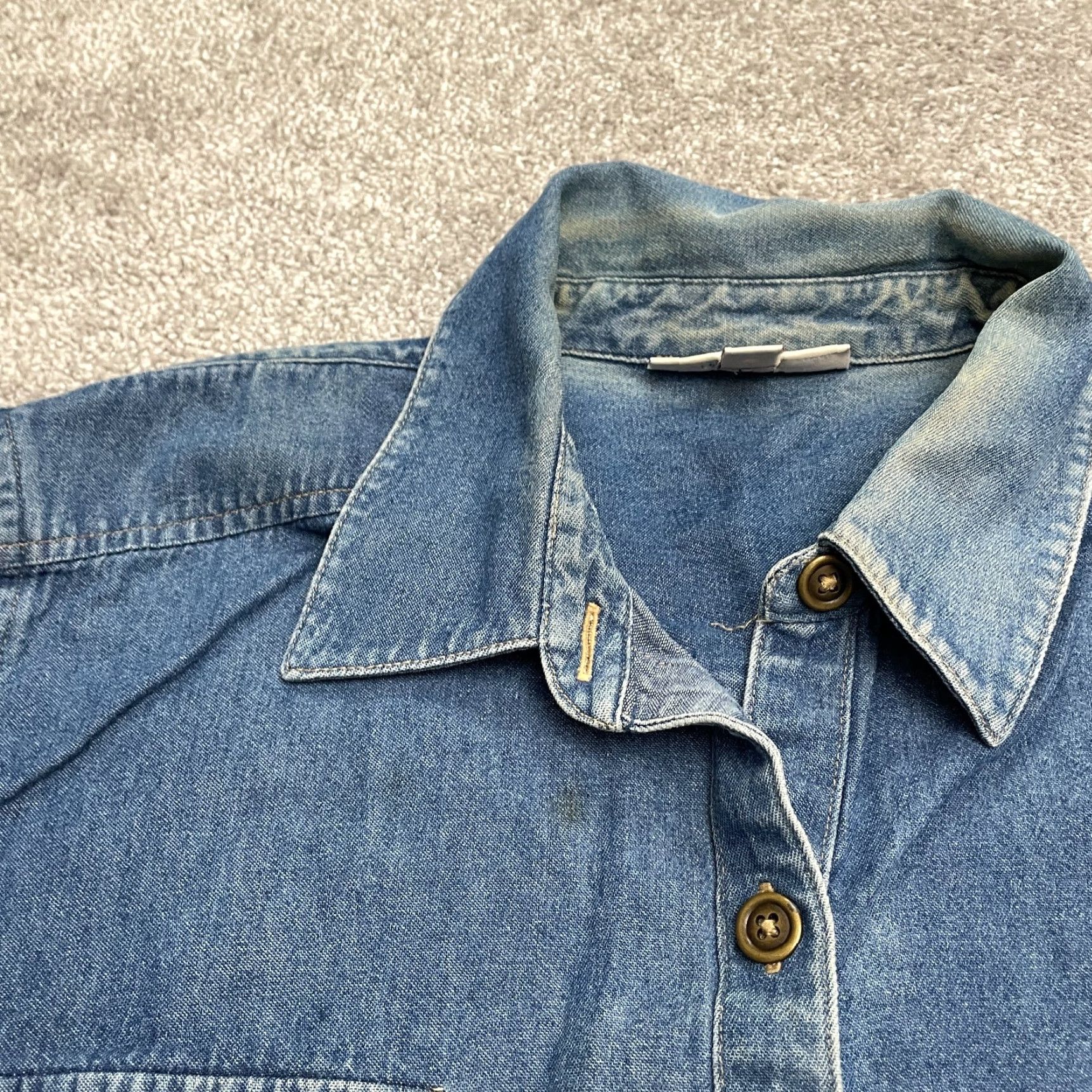 JM Collection Jm Collection Denim Button Down Shirt Womens 18 Blue Medium Wash Long Sleeve Top Size XXL / US 16-18 / IT 52-54 - 3 Thumbnail
