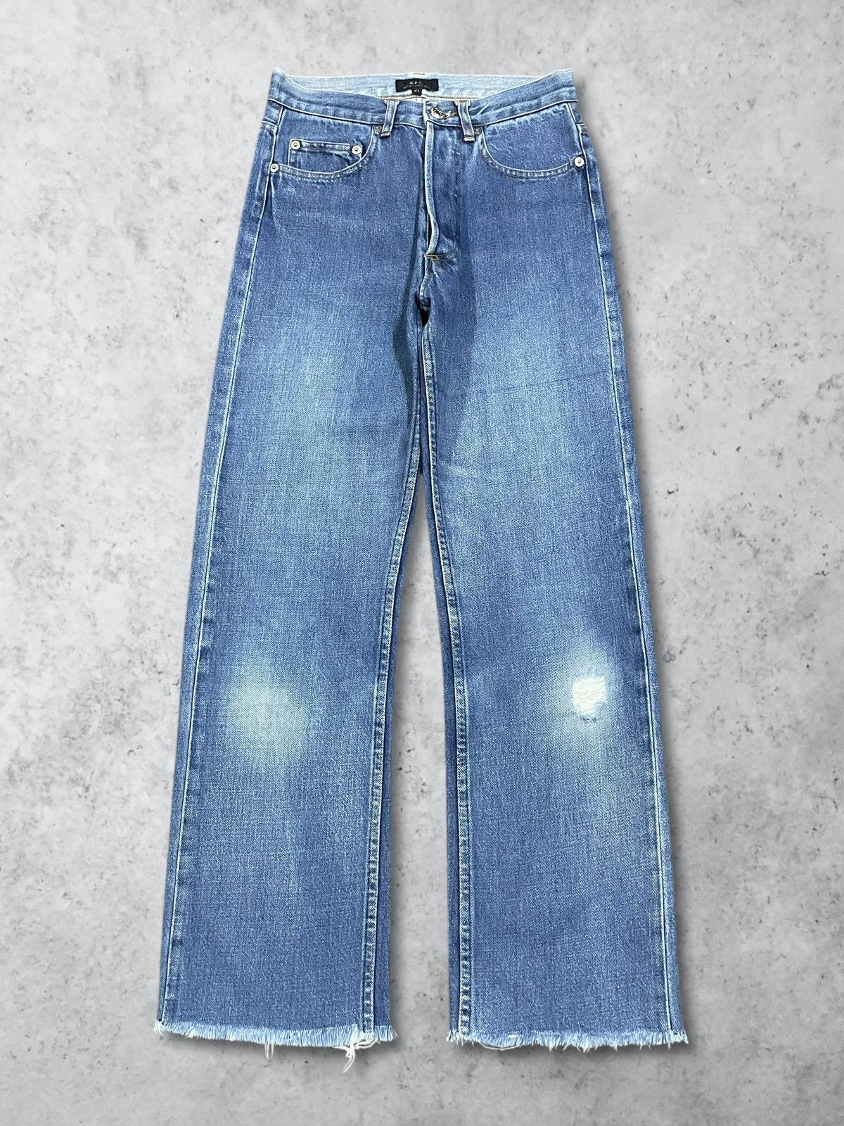 A.P.C. Vintage A.P.C Selvedge Button Fly Straight Frayed Blue Jeans Size 27" / US 4 / IT 40 - 1 Thumbnail