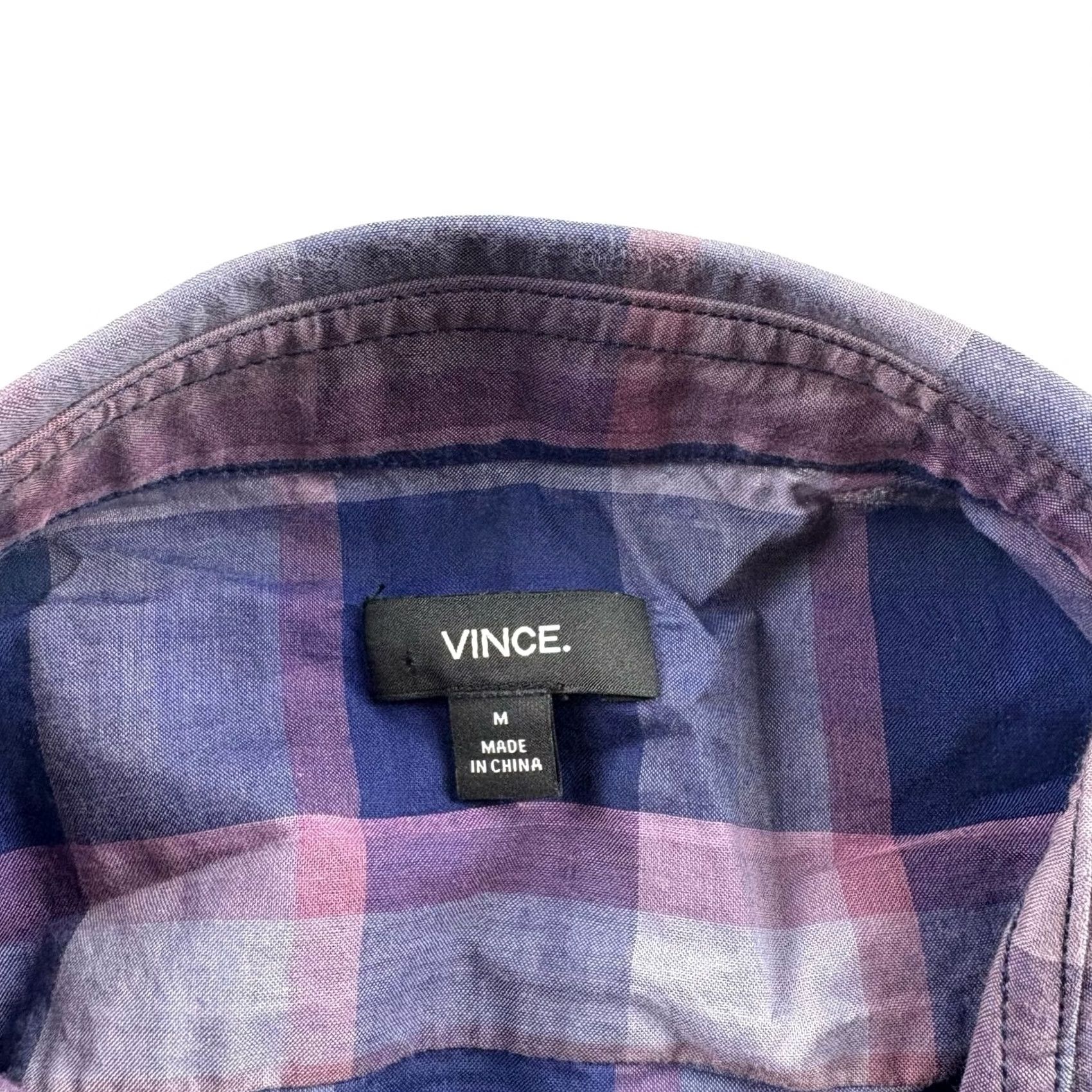 Vince Vince Men’s Shirt Plaid Button-Down 100% Cotton Purple Medium Size US M / EU 48-50 / 2 - 3 Thumbnail