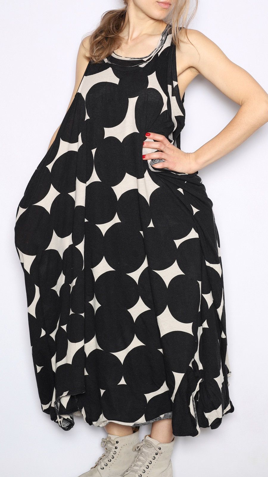 Rundholz Rundholz Black Label Wide Maxi Dress Polka Dot Printed White Size S / US 4 / IT 40 - 1 Thumbnail