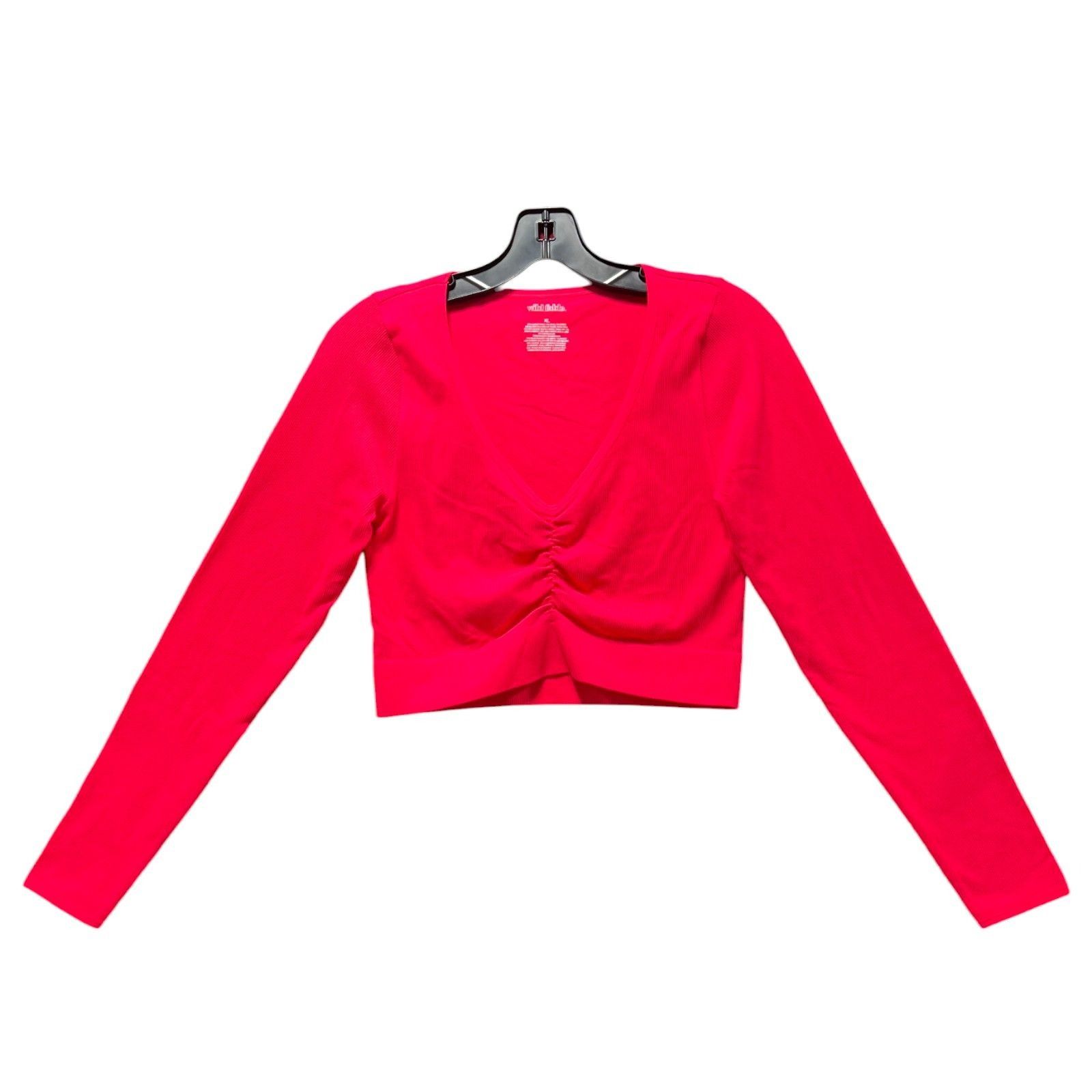 Other Wild Fable - Women's Long Sleeve V-Neck Front Cinch Crop Top Size XL / US 12-14 / IT 48-50 - 1 Thumbnail