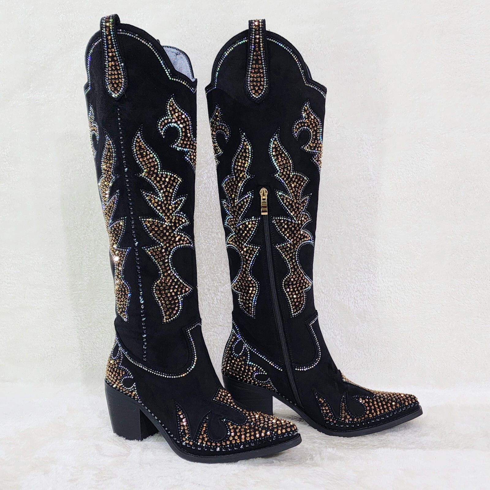 Other Sparks Country Western Cowgirl Knee Boots Dazzleing Iridesce Size US 9 / IT 39 - 8 Thumbnail