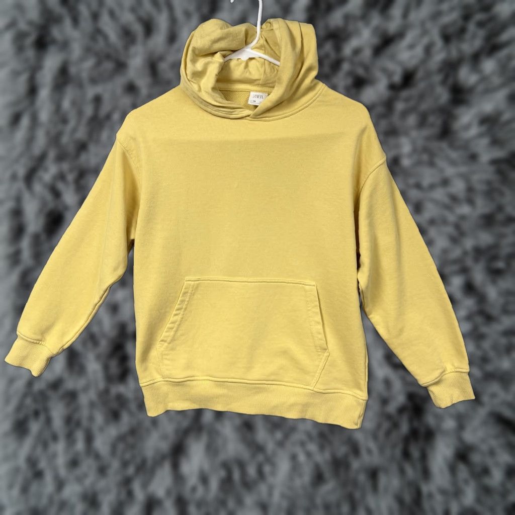 Zara ZARA Hoodie Womens 10 Yellow Fleece Pullover Kangaroo Pocket Crew Neck Hooded Regular Fit Casual Fall Womens Size L / US 10 / IT 46 - 1 Thumbnail