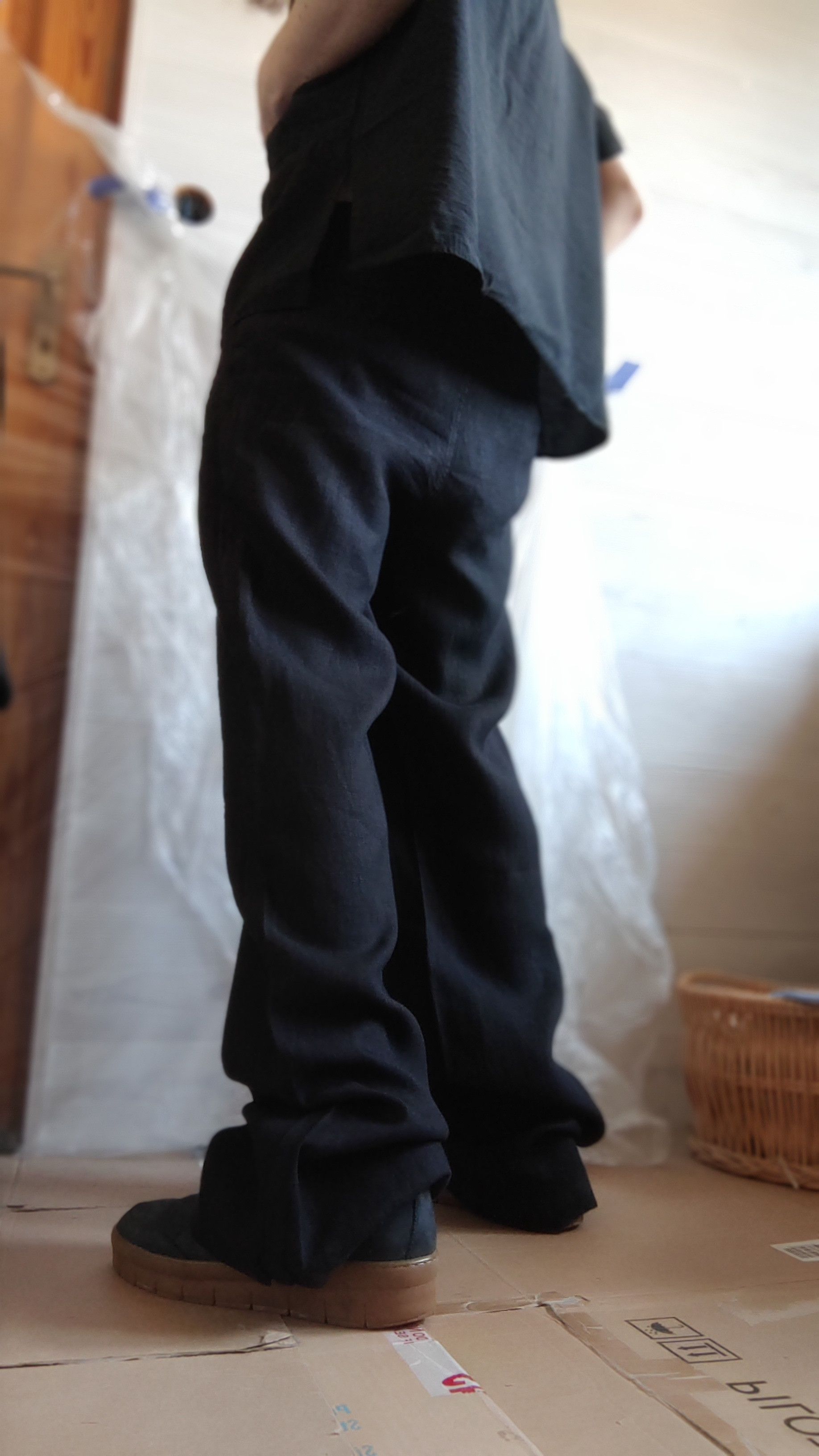 Vintage 100% Linen Pants Darkfashion Minimal y2k Vintage Wide Flared Size US 33 - 11 Thumbnail