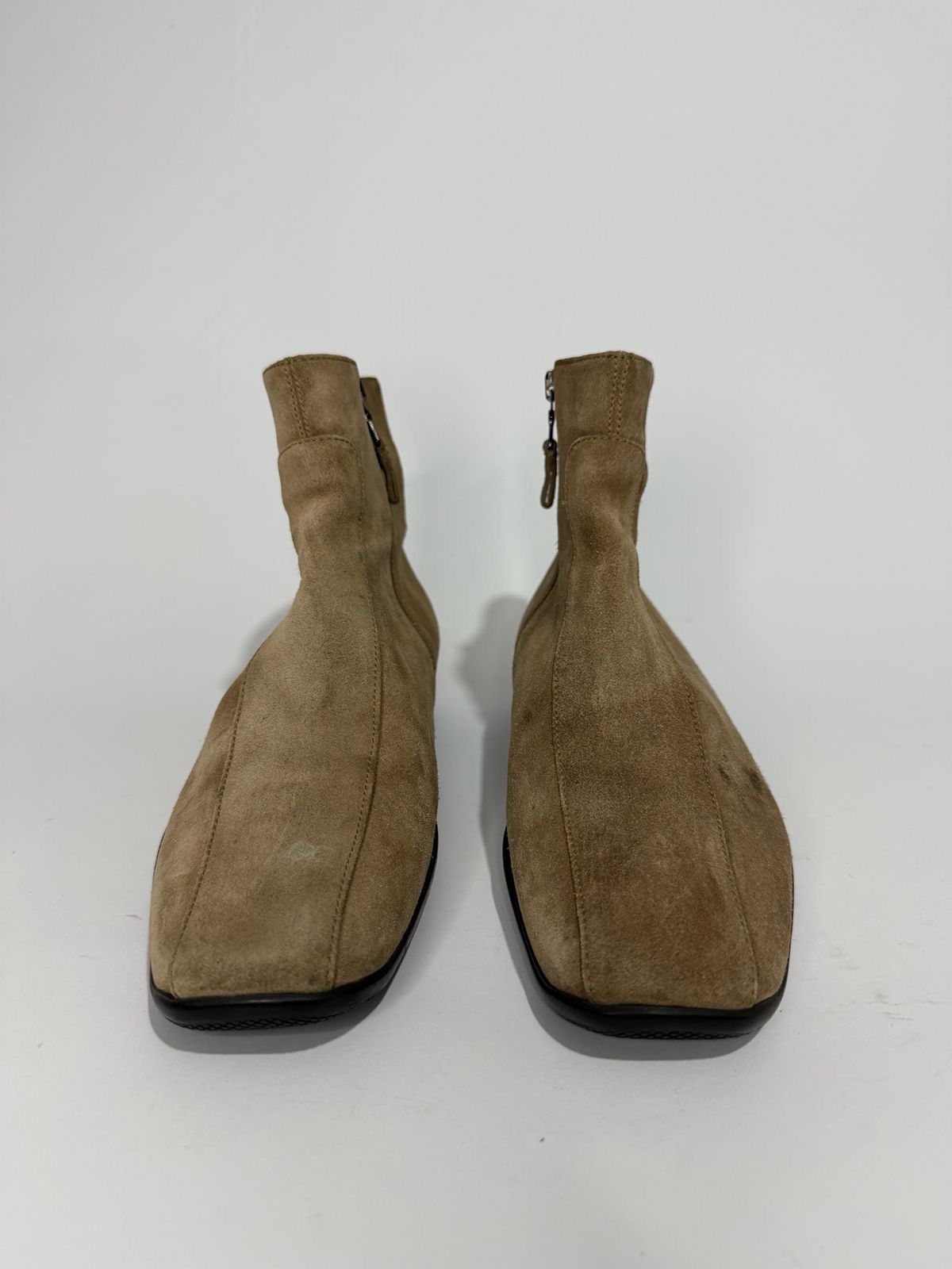 Prada Prada Suede Ankle Boots Square Toe Zip-Up Low Heel EU38.5 Size US 8.5 / IT 38.5 - 1 Thumbnail