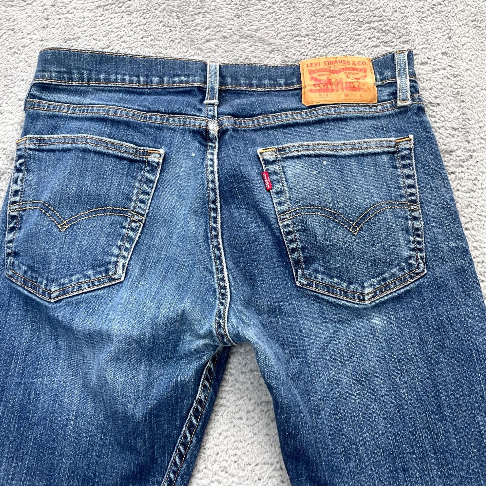 Levi's Levi's Levi's 513 Jeans Slim Straight Blue Denim Cotton Stretch 30x28 Mens Jeans Pocket Logo Button Zipper B 5-Pocket Size US 30 / EU 46 - 6 Thumbnail