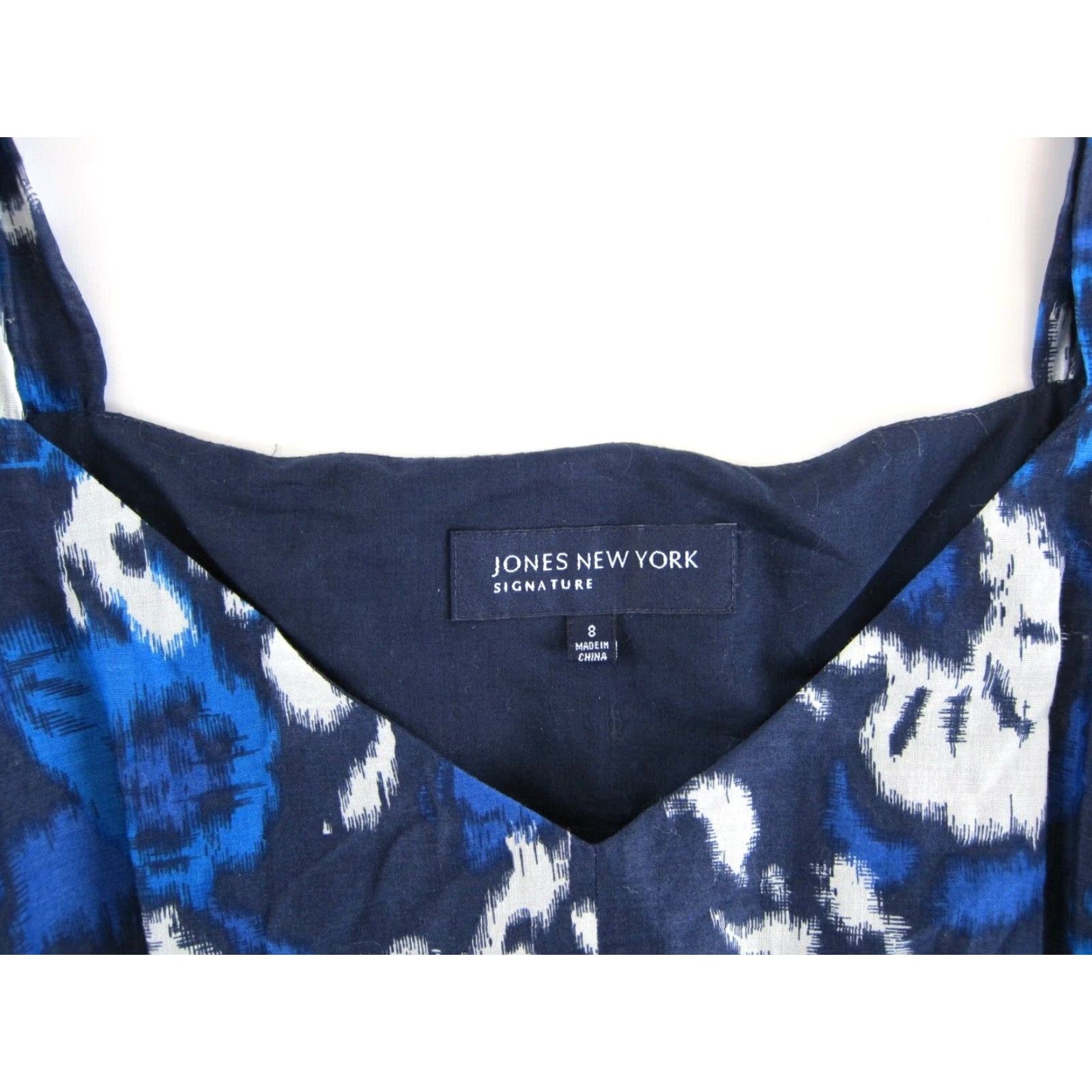 Jones New York Jones New York Signature Cotton Blue White Abstract Tie Dye Empire Tank Dress S Size S / US 4 / IT 40 - 4 Thumbnail