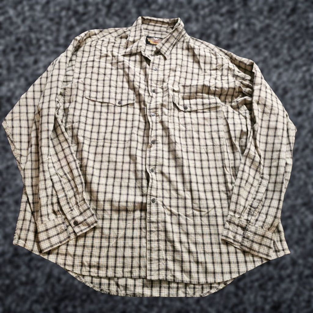 Harley Davidson VINTAGE Harley Davidson Mens XXL Motorcycle Biker Flannel Shirt Plaid Long Sleeve Casual Size US XXL / EU 58 / 5 - 1 Thumbnail