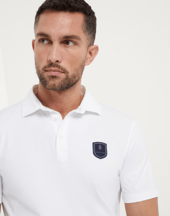 Brunello Cucinelli o1la1rc1a0425 Polo T-Shirt in White Size US S / EU 44-46 / 1 - 3 Thumbnail
