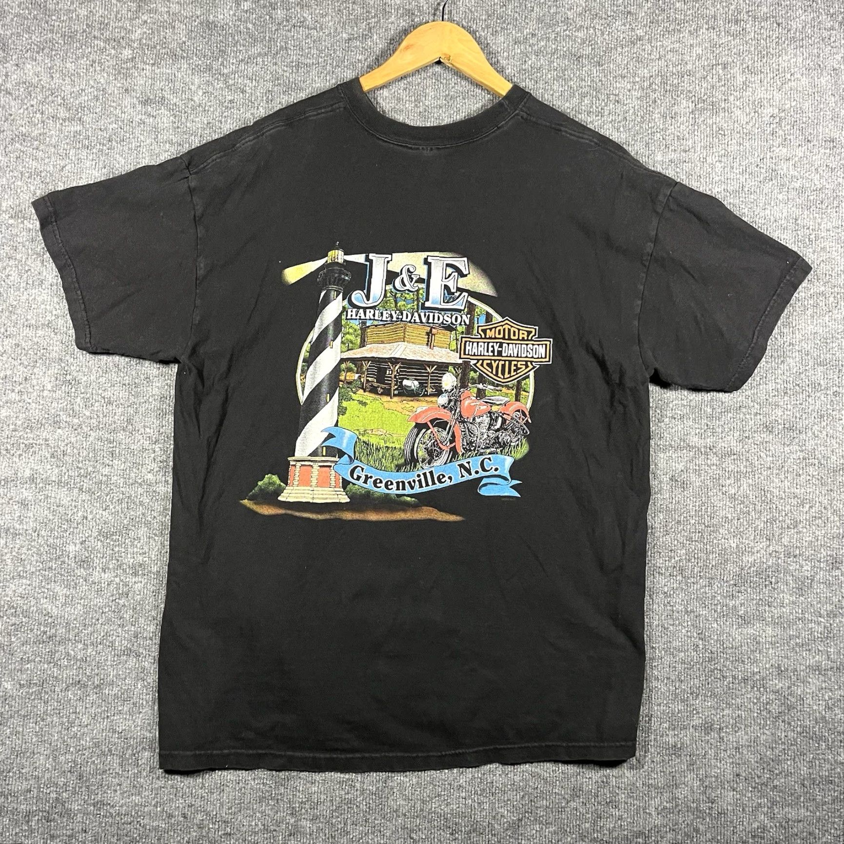 Harley Davidson VINTAGE Harley-Davidson T-Shirt XL Black Men Short Sleeve 2002 Biker Life Begins RARE Greenville NC Size US XL / EU 56 / 4 - 2 Thumbnail