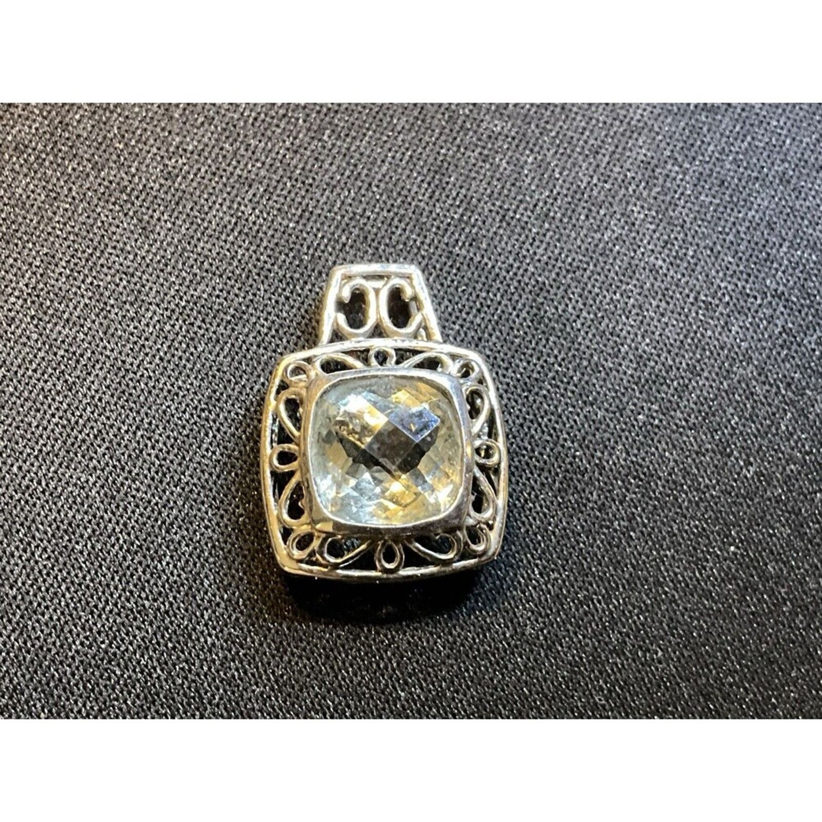 Other 925 Sterling Silver Aqua Crystal Filigree Pendant Size ONE SIZE - 1 Thumbnail