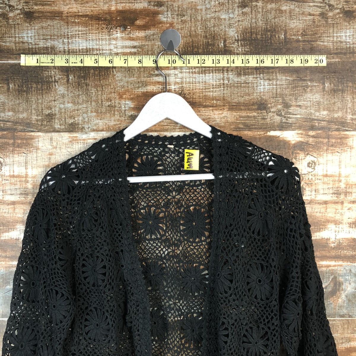 Japanese Brand Japan vintage Black meshnet crochet Cardigan Knitwear #A1489 Size M / US 6-8 / IT 42-44 - 4 Thumbnail