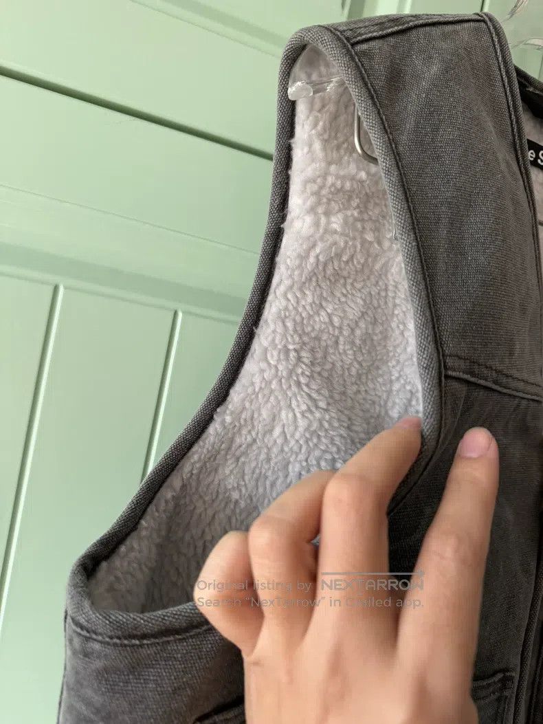 Acne Studios Acne Studios Grey Cotton Sleeveless Vest with Sheepskin Li Size US S / EU 44-46 / 1 - 8 Thumbnail