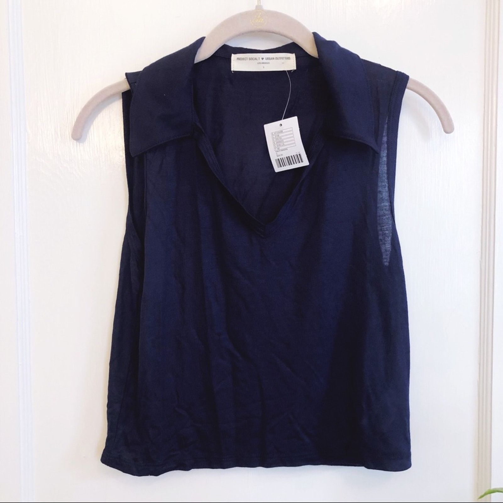 Urban Outfitters Urban Outfitters Navy Collar Tank Top Size S / US 4 / IT 40 - 1 Thumbnail