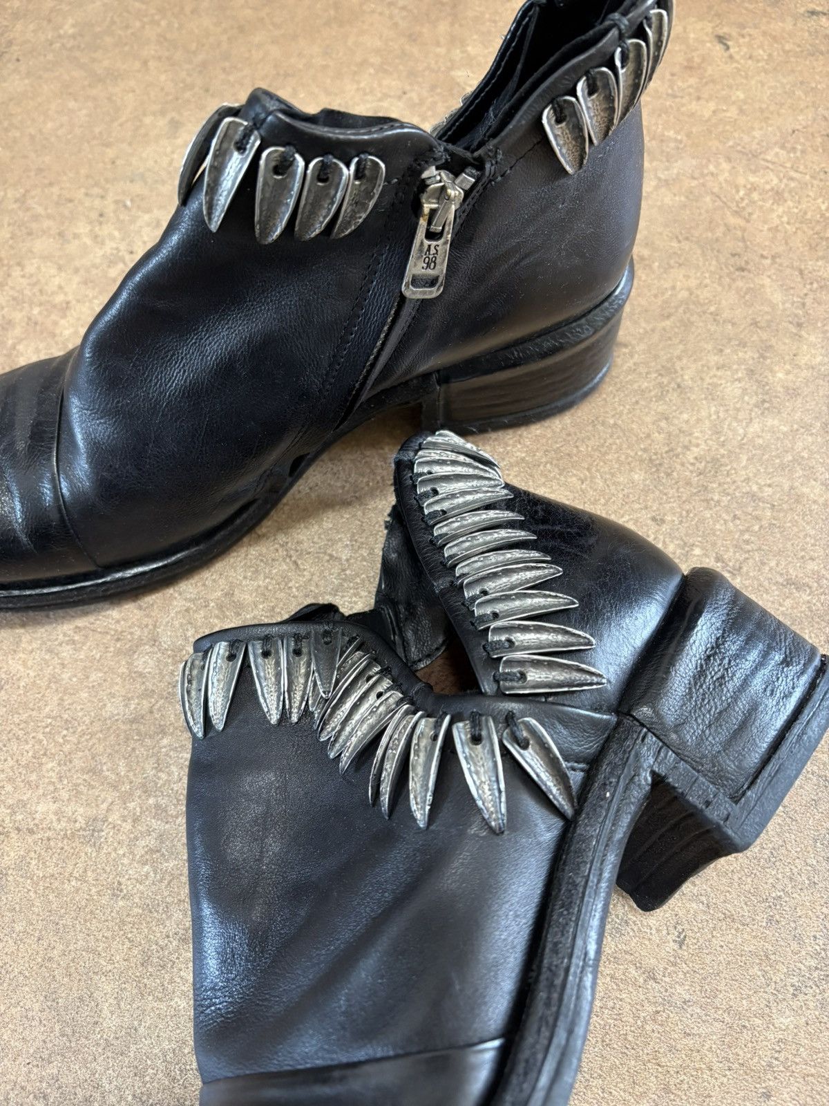 A.S.98 AS.98 Black Leather Silver Biker Ankle Zip Boot Size US 9 / EU 42 - 3 Thumbnail
