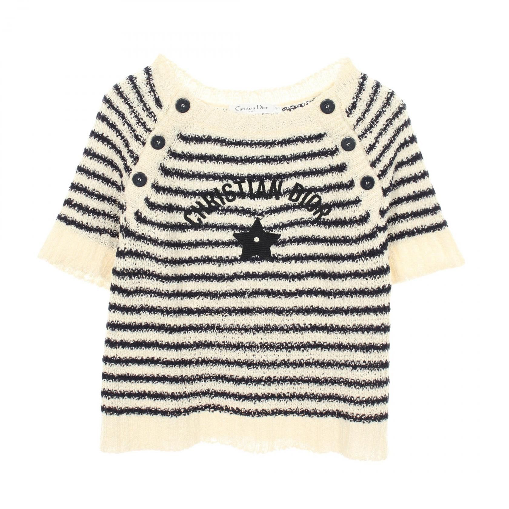 Dior Dior Dior Mariniere Cotton Silk Knit Top Textile Tops 524S24A7026 DUTY FREE for USA Size ONE SIZE - 1 Thumbnail