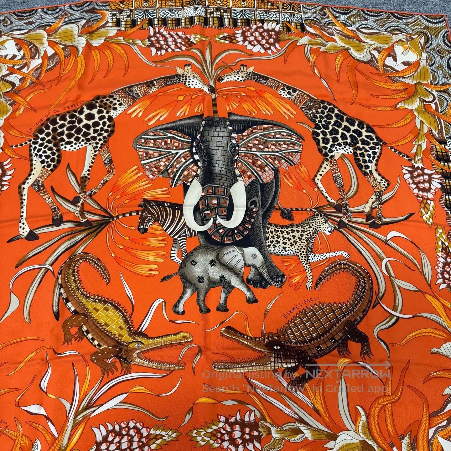 Hermes Hermes Red gold stirrup; silk square scarf| Size ONE SIZE - 2 Thumbnail