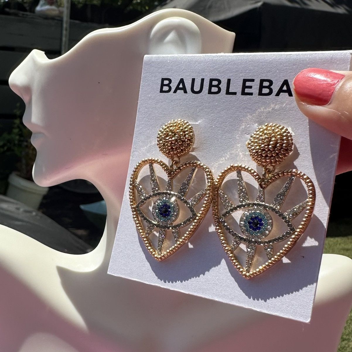 Designer Baublebar golden beads crystal diamond paved evil eye dro Size ONE SIZE - 3 Thumbnail