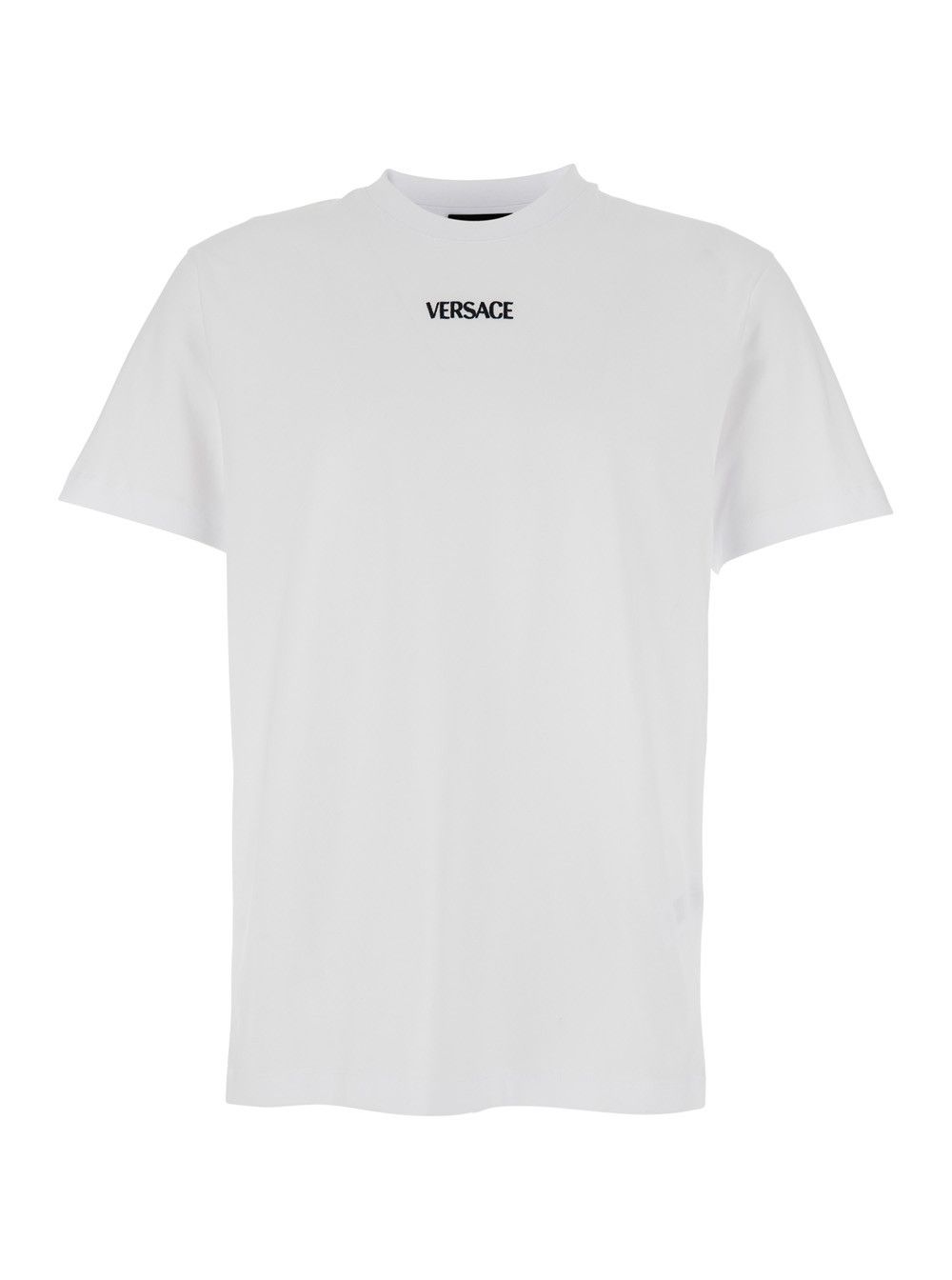 Versace White Crew Neck T-Shirt with Logo Lettering on the Front in Cotton for Men Size US L / EU 52-54 / 3 - 1 Thumbnail
