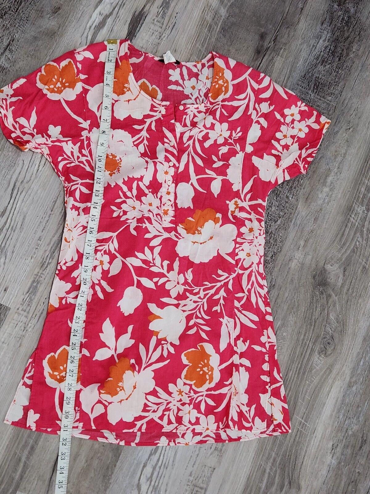 J.Crew J Crew Swimsuit Coverup Small Floral Pink White Short Sleeve Size ONE SIZE - 4 Thumbnail