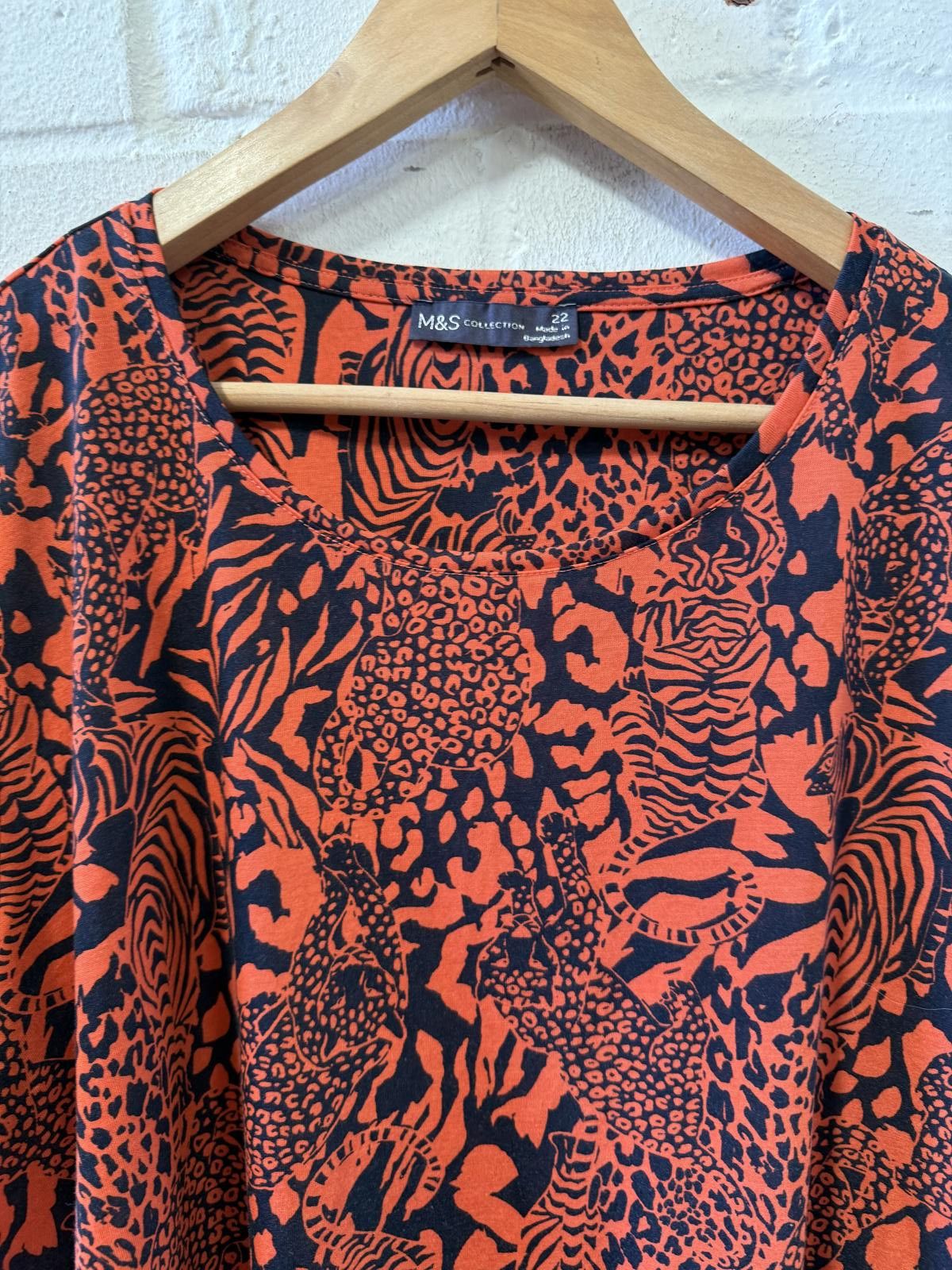 M.E. Sport M&S Wild Animal Print Top in Vibrant Red and Black Size M / US 6-8 / IT 42-44 - 2 Thumbnail