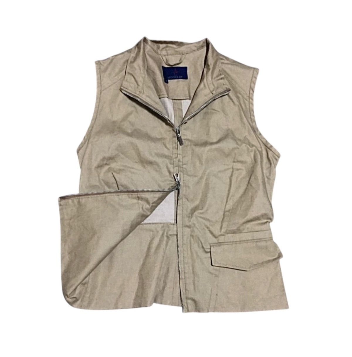 Moncler Grenoble Women's Moncler Vintage Beige Formal Cotton Linen Zip Vest Size S / US 4 / IT 40 - 1 Thumbnail