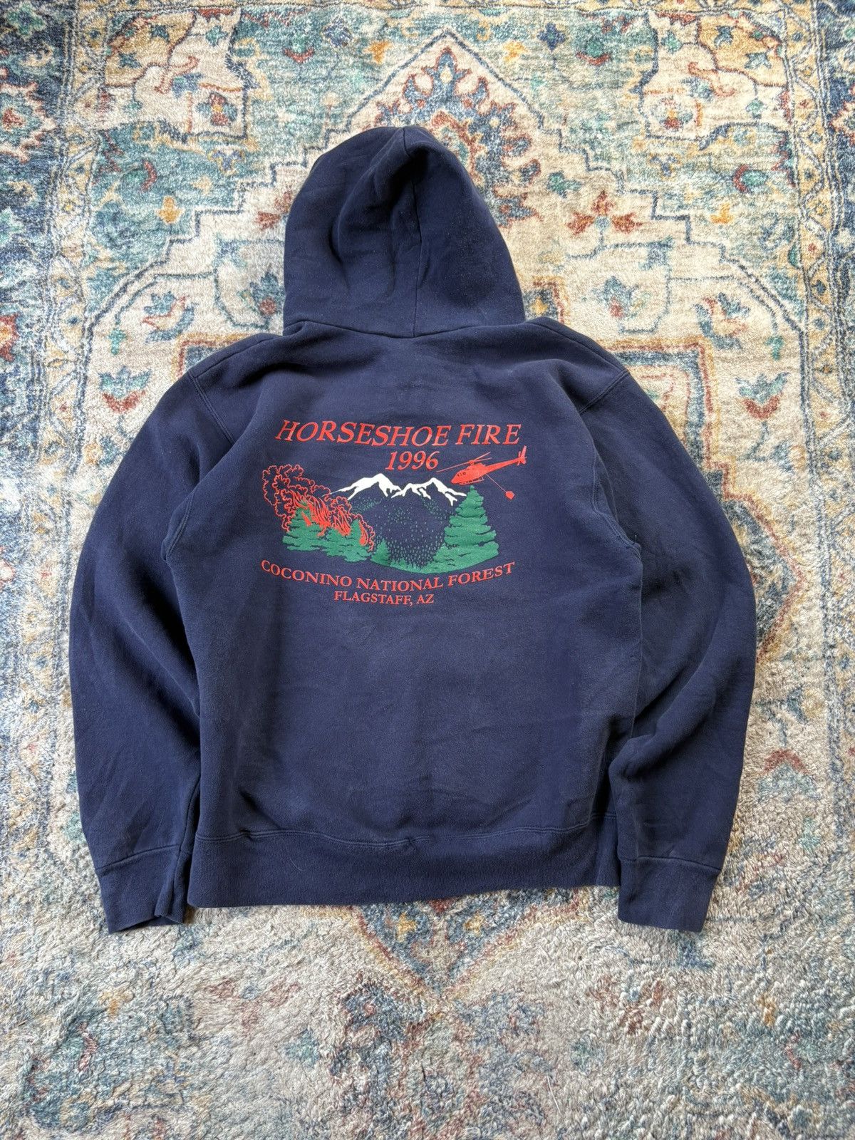 Vintage Vintage Horseshoe Fire 1/4 Zip-up Hoodie Size XL Size US XL / EU 56 / 4 - 2 Thumbnail
