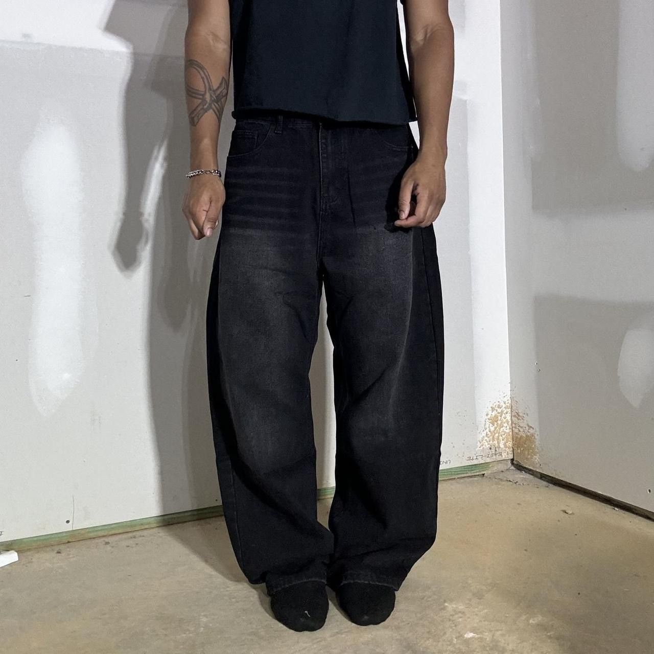 Japanese Brand Y2K Black Washed Wide-Leg Denim Jeans Size US 30 / EU 46 - 1 Thumbnail