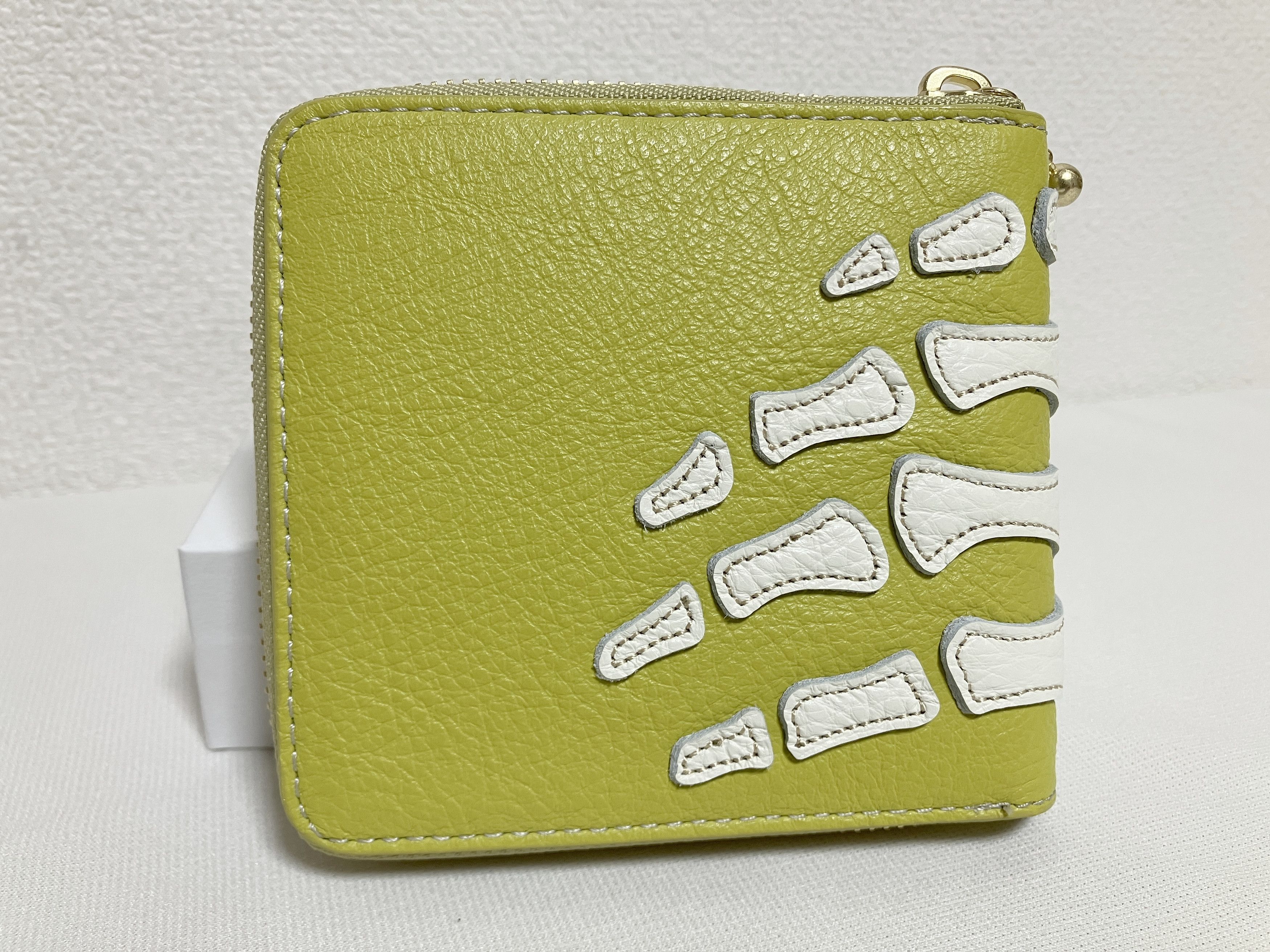 Kapital Kapital THUMBS UP BONE HAND ZIP leather wallet lime Size ONE SIZE - 2 Thumbnail