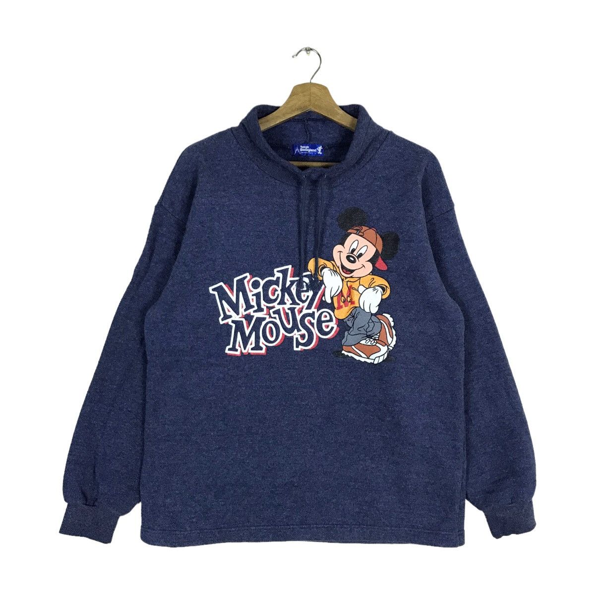 Rare Vintage Spell Out Disney Disneyland Mickey Mouse 2024 Mockneck Fleece Sweater