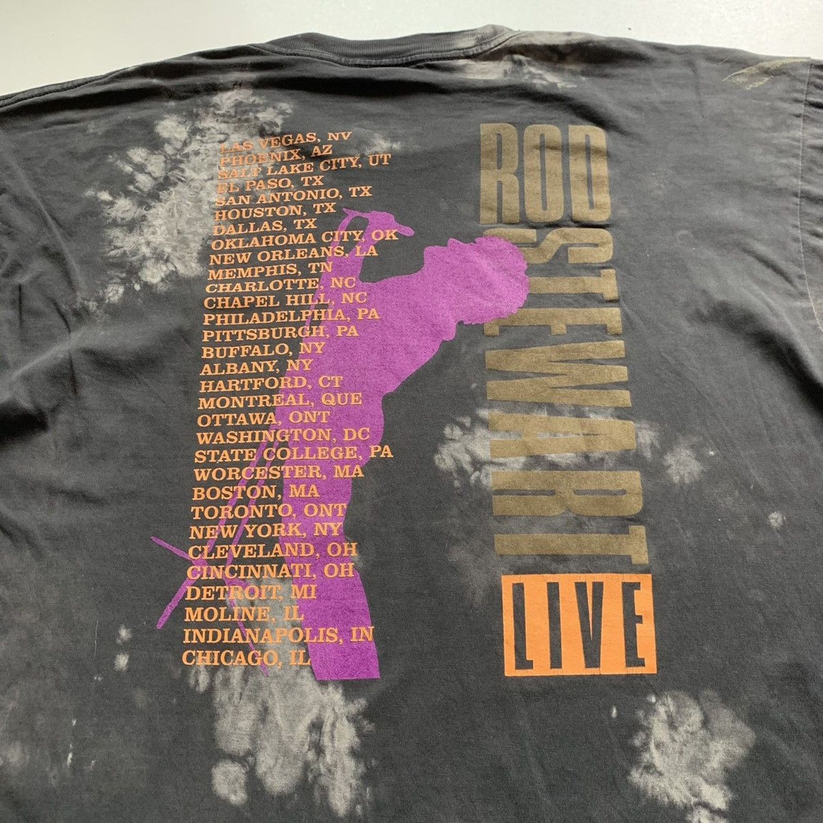 Band Tees Vintage 90s Rod Stewart Tour T Shirt XL Bleach Faded Black Size US XL / EU 56 / 4 - 4 Thumbnail