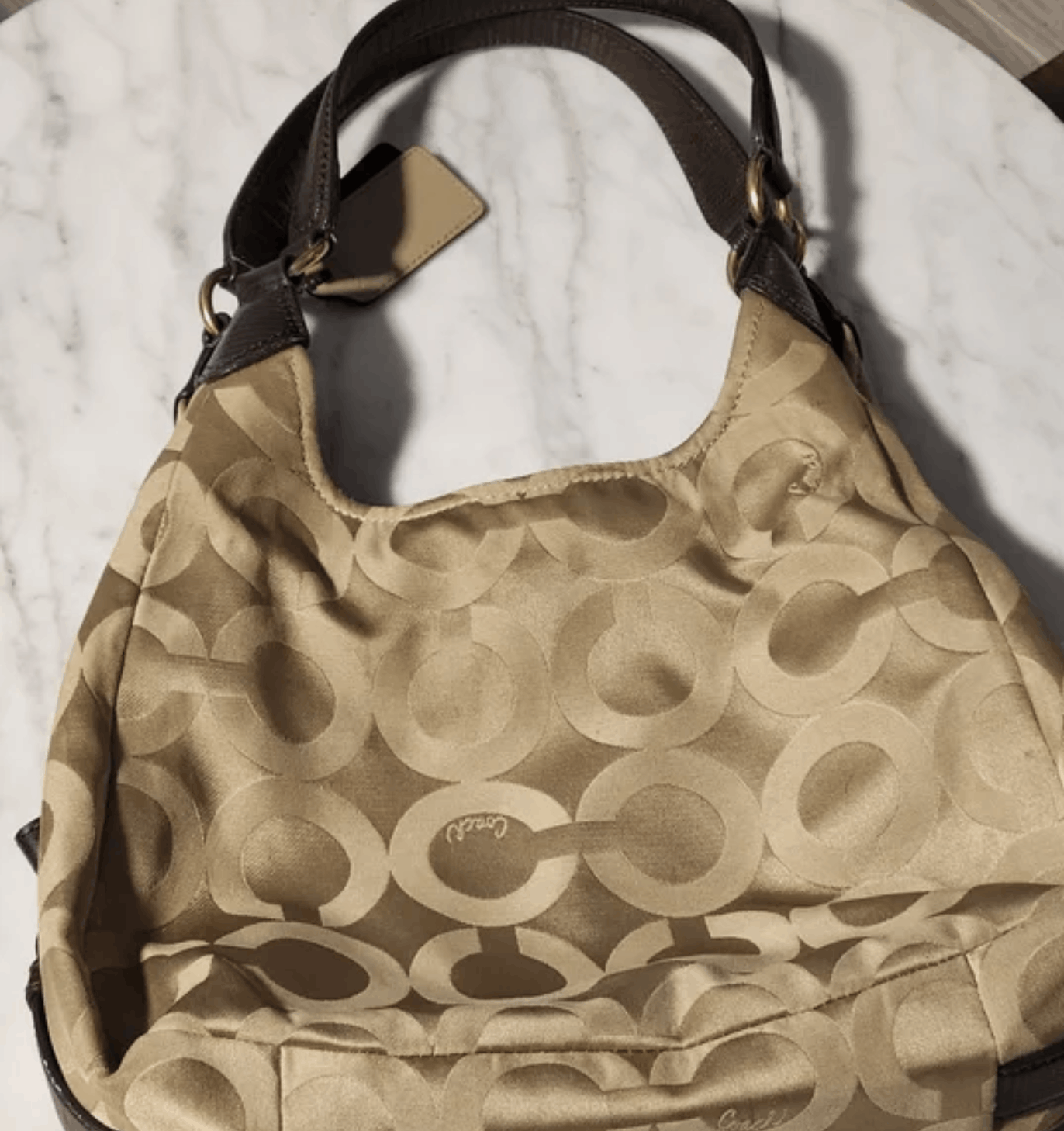 Coach Coach Madison Maggie OP Art Tan C Hobo Bag + Matching Wallet Size ONE SIZE - 2 Thumbnail