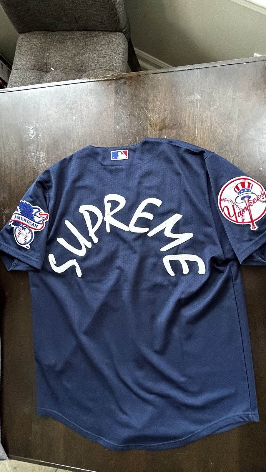 New York Yankees × Supreme SUPREME X YANKEES BASEBALL JERSEY | Grailed