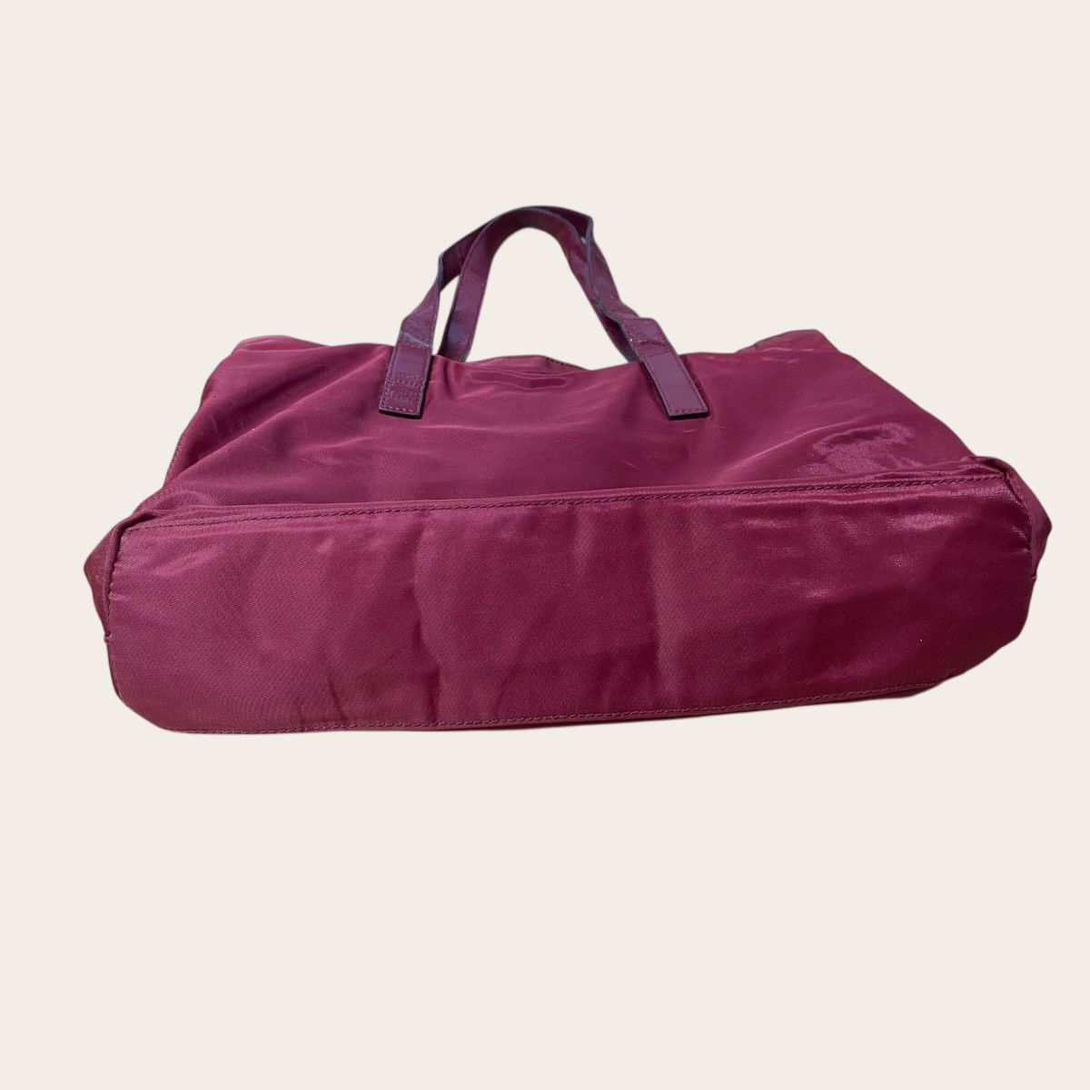 Prada Prada Burgundy Nylon Tote Bag | Leather Handles Size ONE SIZE - 4 Thumbnail