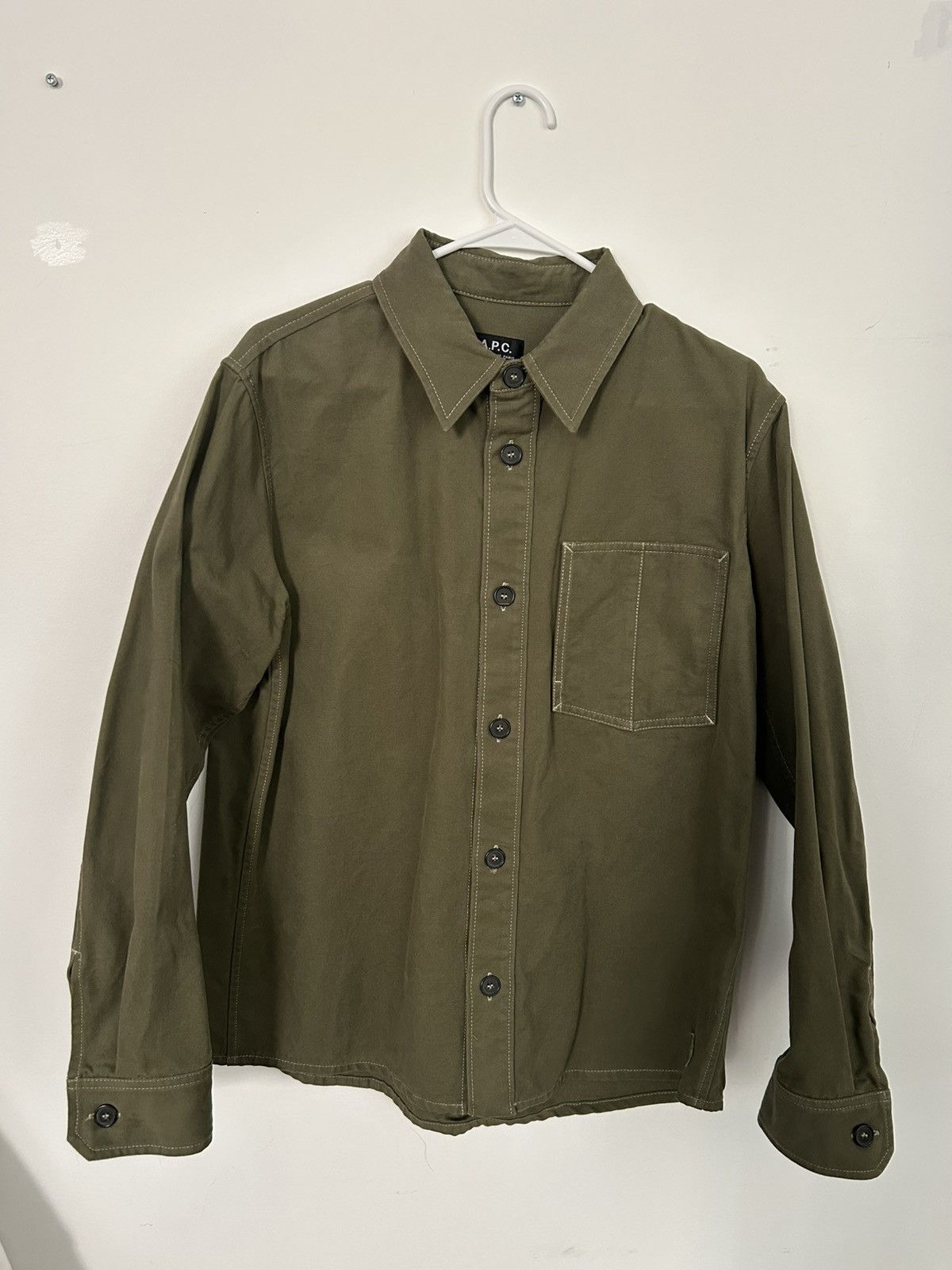 A.P.C. A.P.C. Khaki Theodore Shirt Size US S / EU 44-46 / 1 - 1 Thumbnail