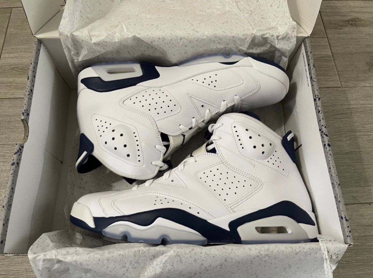 Jordan Brand Air Jordan 6 Retro CT8529-141 White Midnight Navy Size 12 Size US 12 / EU 45 - 3 Thumbnail