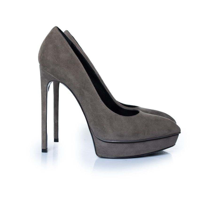 Saint Laurent Paris Saint Laurent, Grey suede janis pump Size US 6.5 / IT 36.5 - 4 Thumbnail