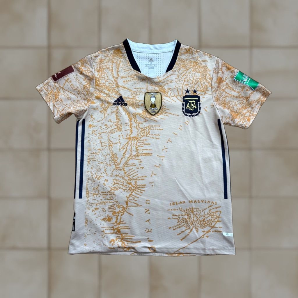 Adidas Adidas Argentina CONMEBOL Campeon 2022 Jersey T-Shirt Size S Mens Tan Cotton Short Sleeve Vintage: No Size US S / EU 44-46 / 1 - 1 Thumbnail
