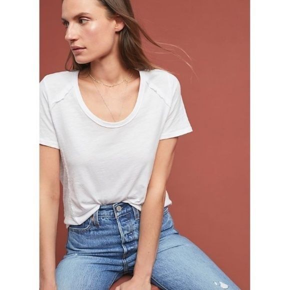 Anthropologie Contrast Stretch Tee Anthropologie White Lightweight Size XS / US 0-2 / IT 36-38 - 1 Thumbnail
