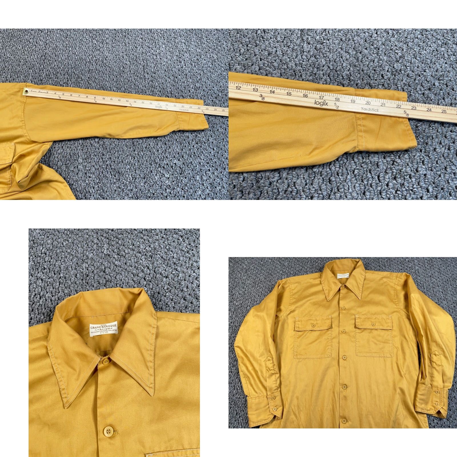 Arrow VTG Arrow Lightweight Shirt Dark Yellow 70s 80s Retro Mod Dad Style Large Men Button-Up Collared Long Sleeve Casual Vintage Yes Size US L / EU 52-54 / 3 - 8 Thumbnail