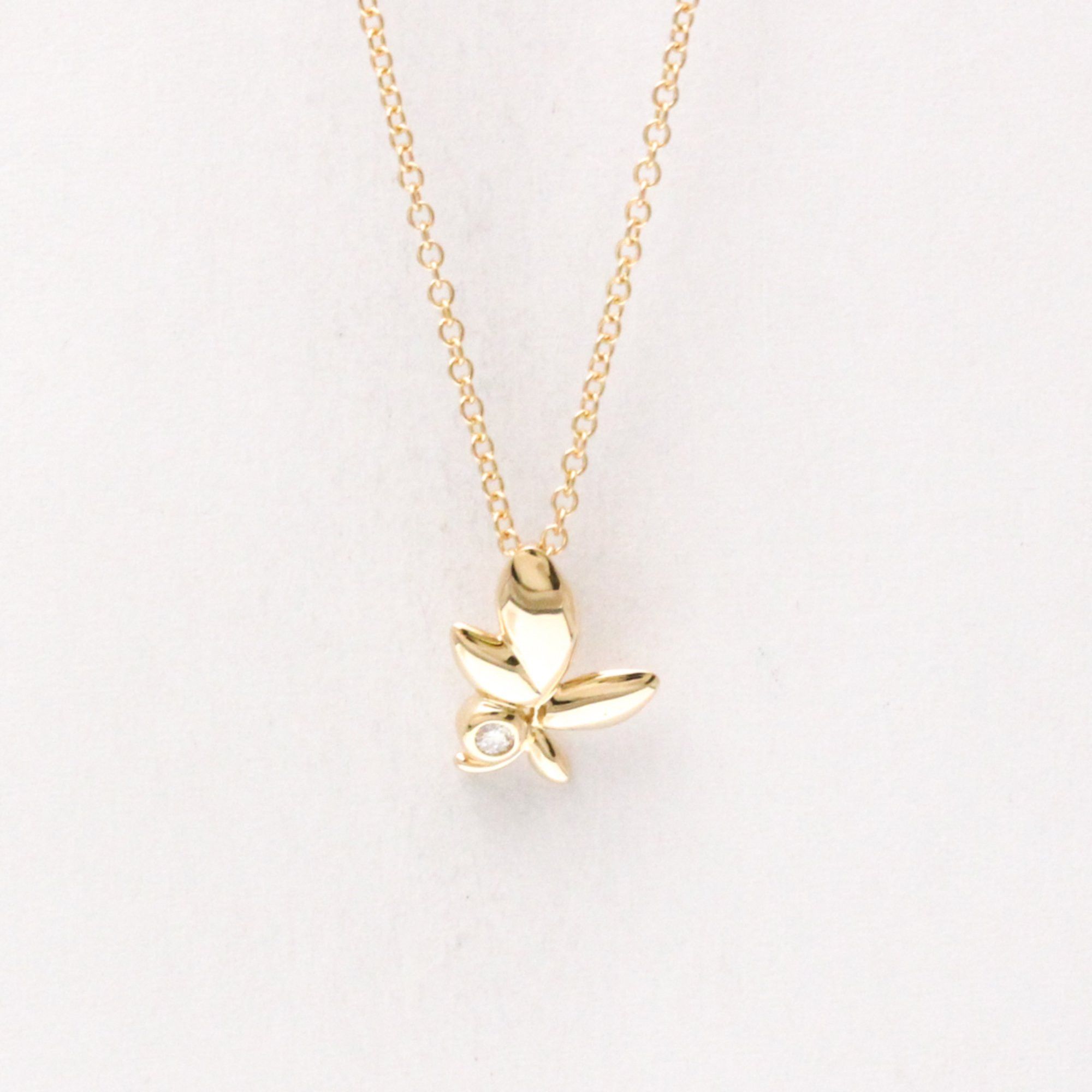 Tiffany Olive Leaf Diamond Necklace Pink Gold (18K) Diamond MenWomen Fashion Pendant Necklace (Pink Gold)