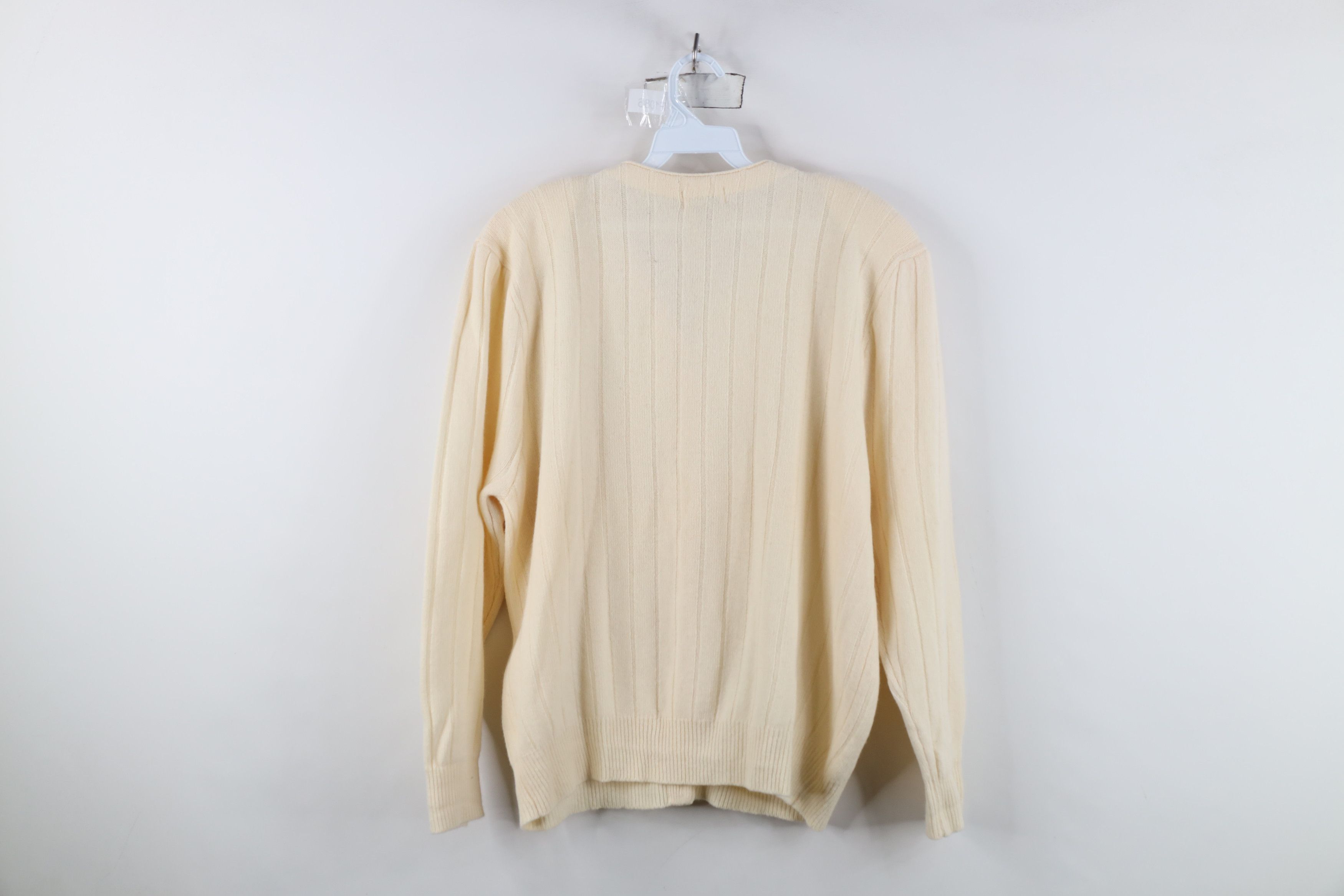 Vintage Vintage 90s Lambswool Angora Knit Cardigan Sweater Cream Size L / US 10 / IT 46 - 13 Thumbnail